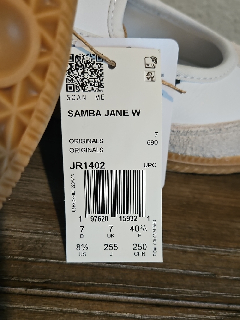 adidas White Mary Jane Flats with Black Stripes - Picture 6 of 6